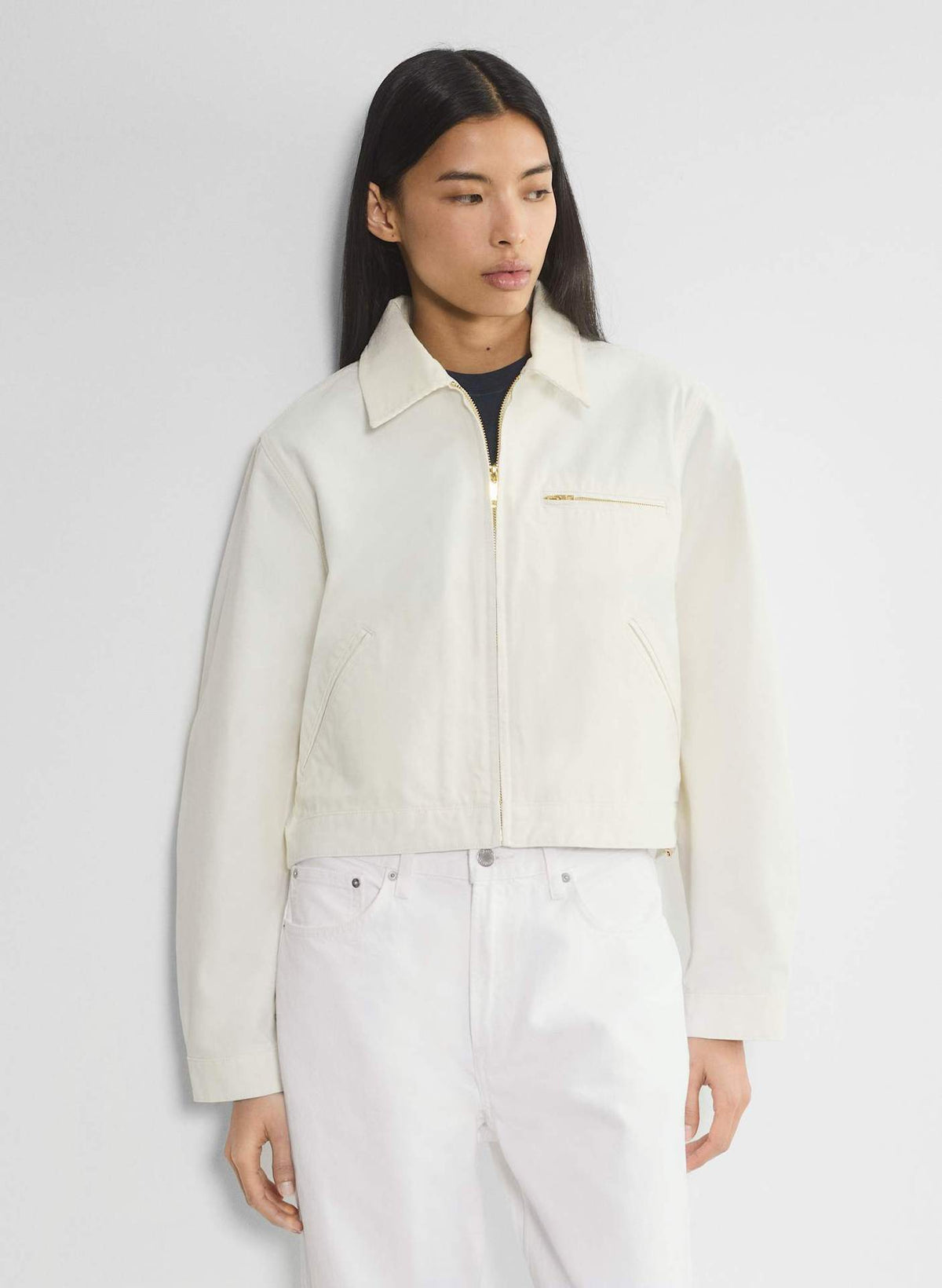 Women's Cropped Barn Jacket Vintage Workwear Zip