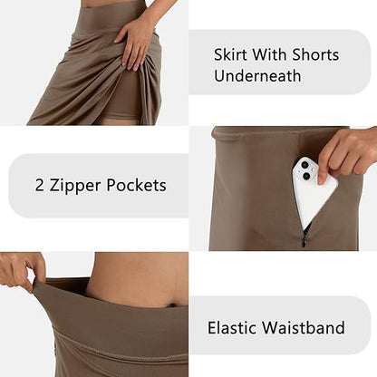 Women's High-Waisted A-Line Skirt with Pockets – Casual Sports Skirt