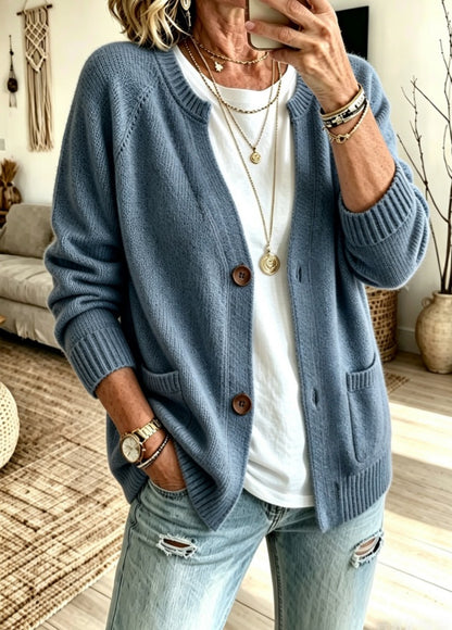 Button Front Knit Cardigan Sweater with Pockets