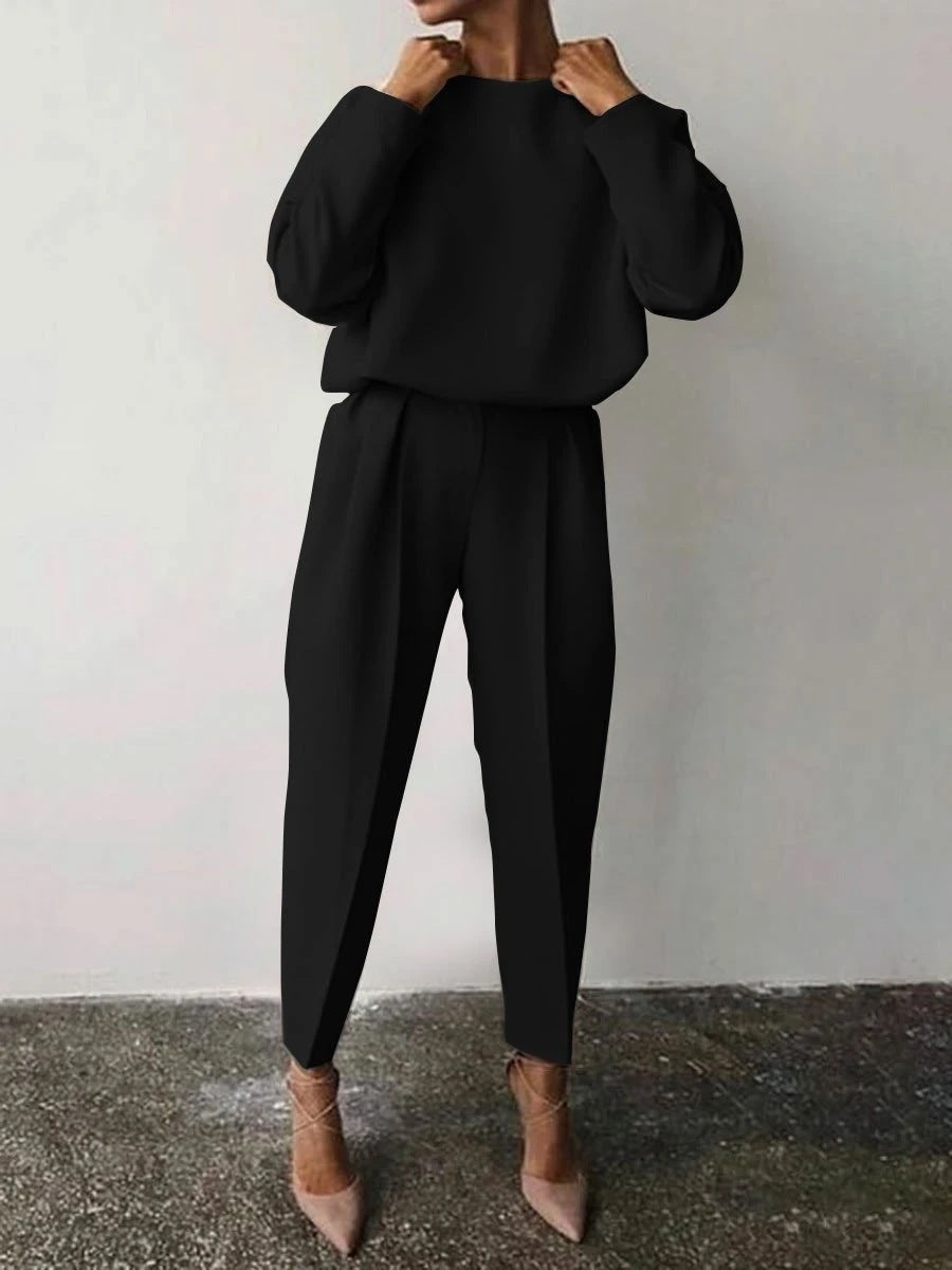 Women's Solid Oversized Two Piece Pants Set Casual Chic