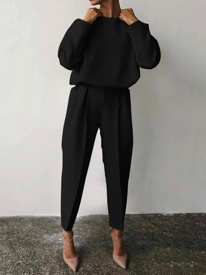 Women's Solid Oversized Two Piece Pants Set Casual Chic