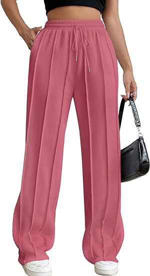 High Waist Cotton Wide Leg Drawstring Pants