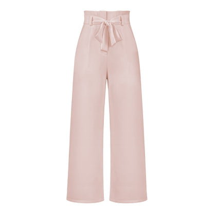 Women's Wide-Leg Trousers with Belt Casual Commuter Pants
