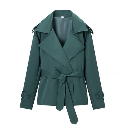 Women's Belted Cropped Lapel Jacket Blazer