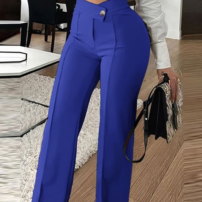 Women's High Waisted Straight Leg Casual Pants Trousers