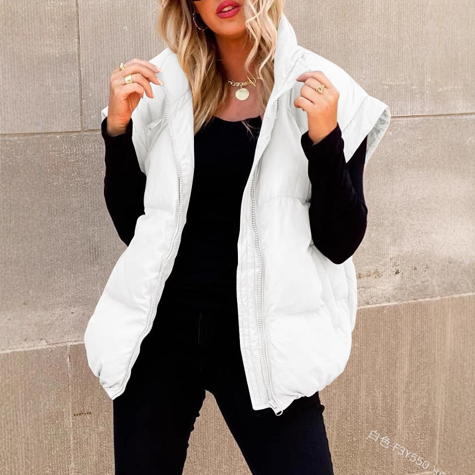 Women's Oversized Longline Puffer Vest Zip Up Pockets