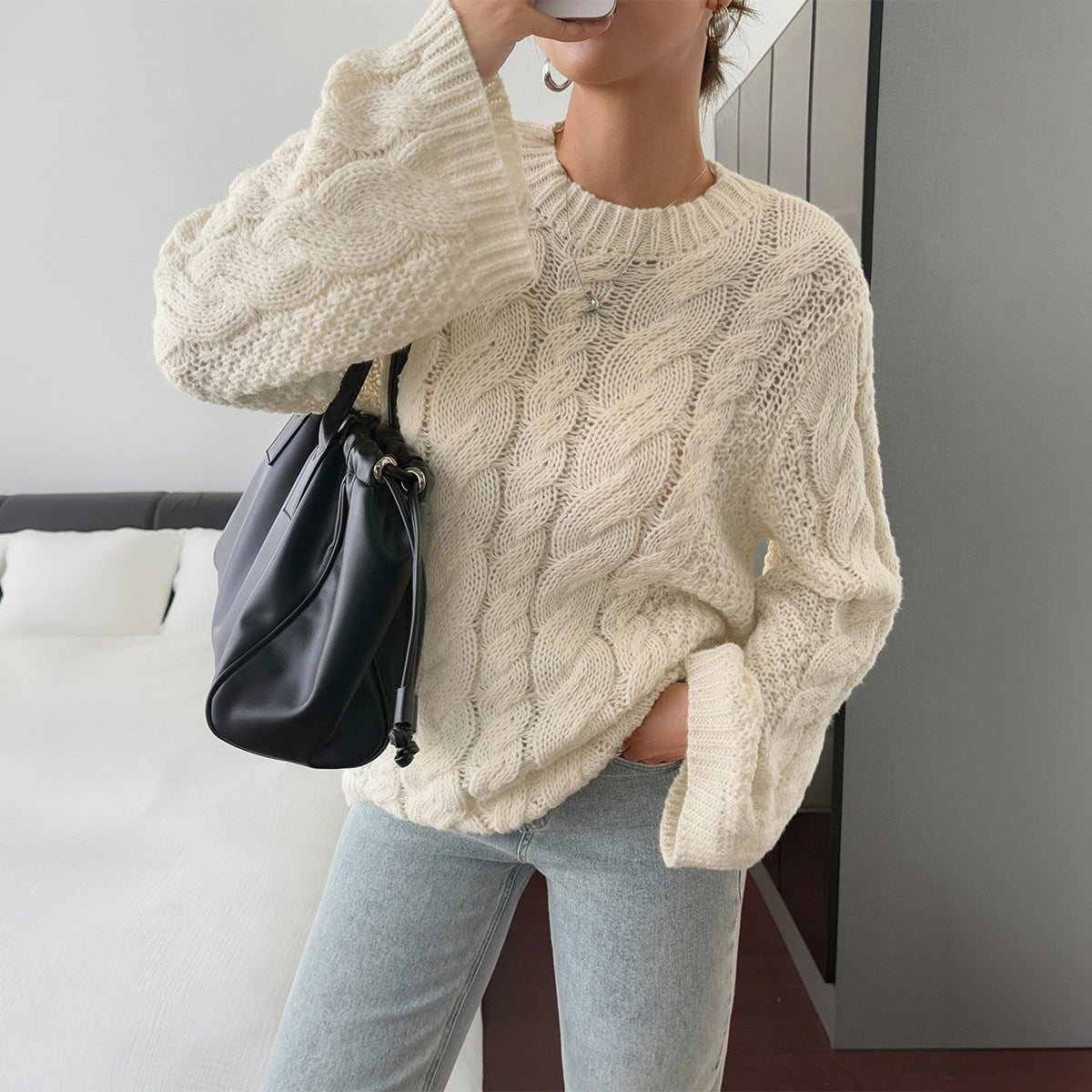 Chunky Cable Knit Oversized Sweater Women