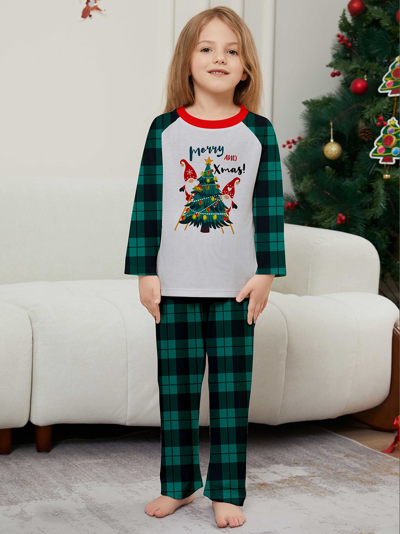 Santa Alphabet Parent-Child Printed Christmas Pajamas