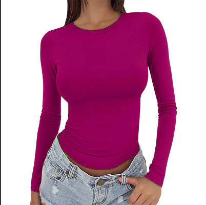 Women's Fitted Long Sleeve Crew Neck Soft Basic Tee