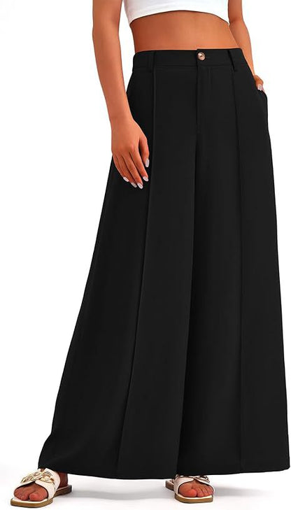 Women's High-Waisted Wide-Leg Palazzo Pants – Elegant Business Trousers