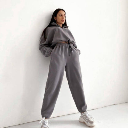 Women's Oversized Quarter Zip Fleece Sweatsuit Set