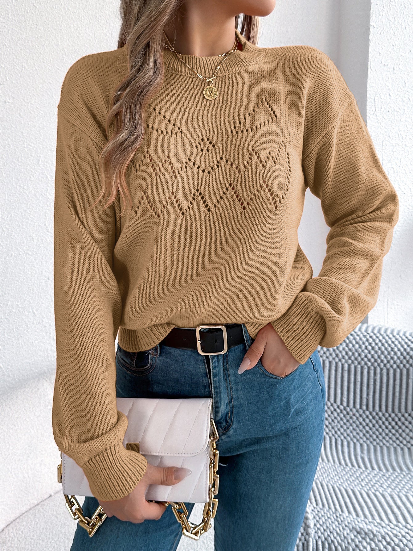 Hollowed Lantern Sleeve Pullover Sweater - Halloween Style