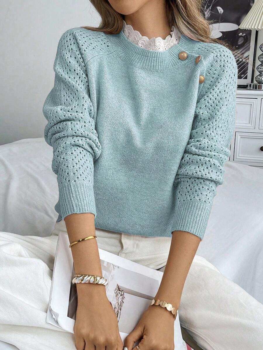 Women's Lace Collar Batwing Sleeve Pullover Sweater