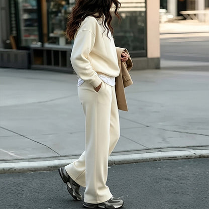 Women's Oversized Fleece Crewneck Sweatshirt Sweatpants Set