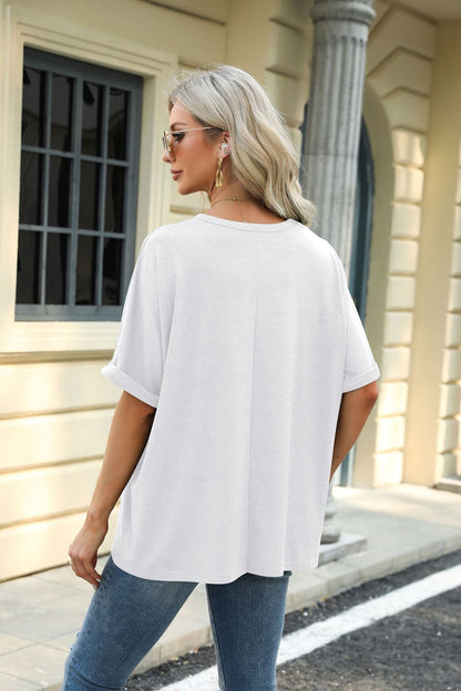 Loose Fit Crew Neck Short Sleeve Casual Basic Tee