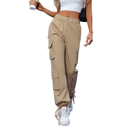 Women's High-Waist Cargo Pants with 8 Pockets, Loose Fit Streetwear