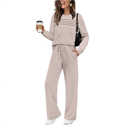 Women's 2 Piece Lounge Set Long Sleeve Wide Leg Pants
