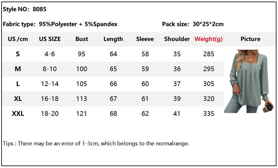 Square Neck Long Sleeve T-Shirt for Women