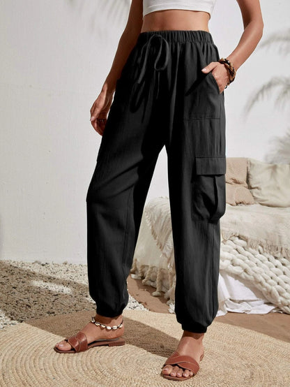 Spring/Summer Solid Color Pocket Casual Work Pants