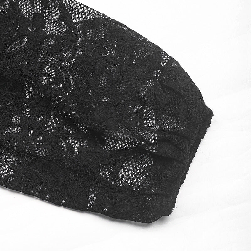 Lace Corset Bodysuit Sheer Long Sleeve Teddy