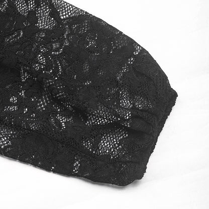 Lace Corset Bodysuit Sheer Long Sleeve Teddy