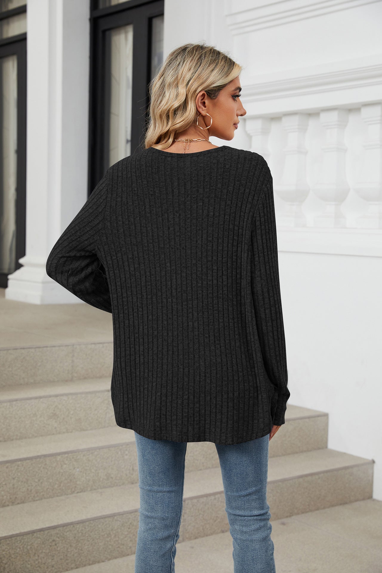 Soft Ribbed Button-Down Knit Cardigan for Fall & Winter