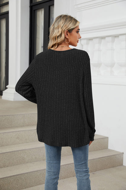 Soft Ribbed Button-Down Knit Cardigan for Fall & Winter