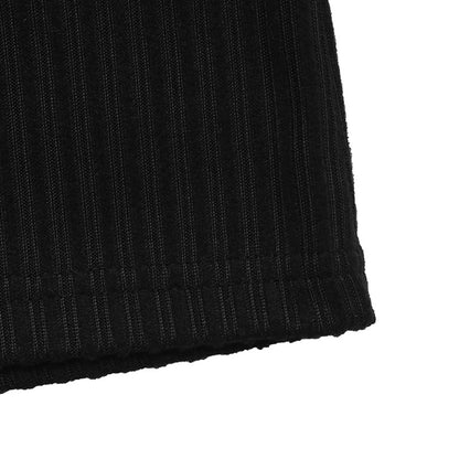 Open Back Bow Tie Contrast Ribbed Long Sleeve Top