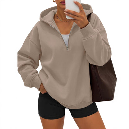 Half Zip Hoodie Sweatshirt Oversized Relaxed Fit
