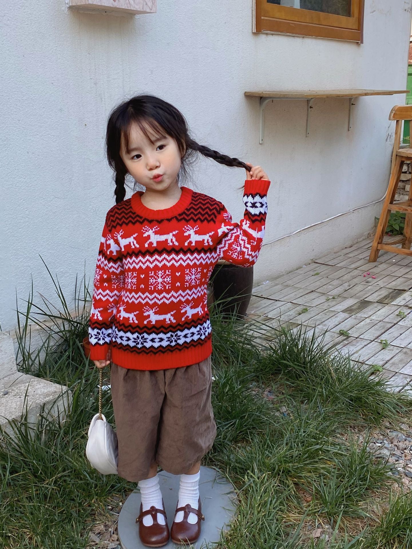 Family Matching Reindeer Christmas Sweater Knit Pullover