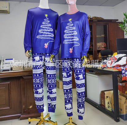 Parent-child Outfit Crew Neck Long-sleeved Suit Printed Christmas Pajamas