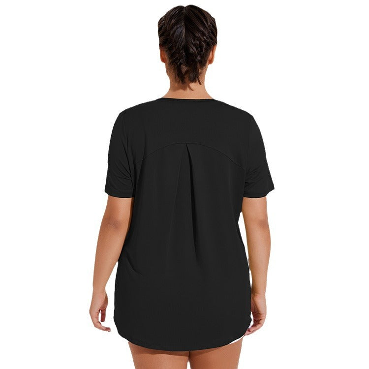 Plus Size Quick-drying Loose Running Sports Cover-up Fitness Running Short-sleeved Women's Short-sleeved T-shirt Yoga Clothes