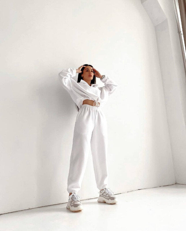 Women's Oversized Fleece Zip Sweatsuit 2 Piece Lounge Set