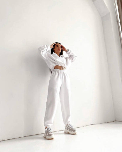 Women's Oversized Fleece Zip Sweatsuit 2 Piece Lounge Set