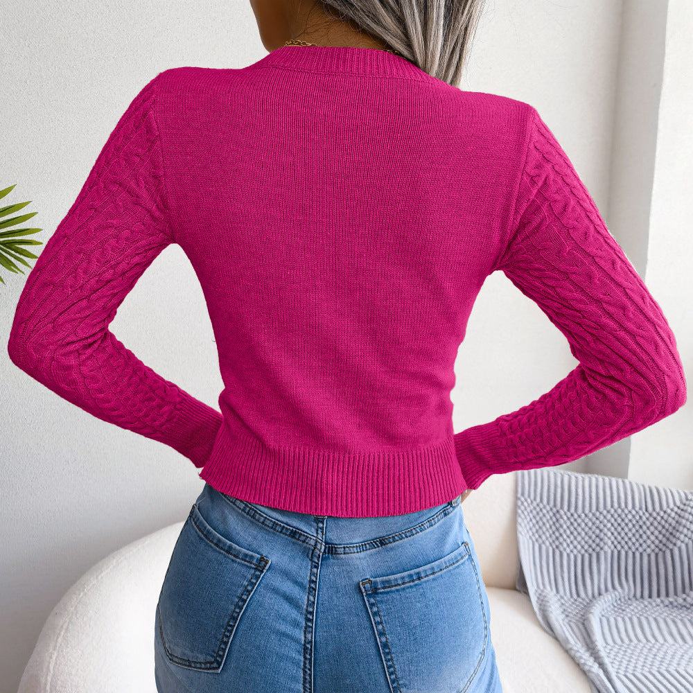 Fashionable Cut-Out Cable Knit Sweater for Fall & Winter