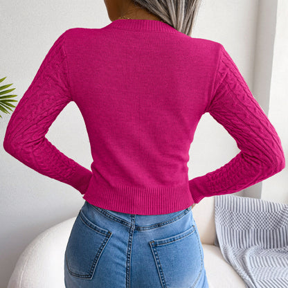 Fashionable Cut-Out Cable Knit Sweater for Fall & Winter