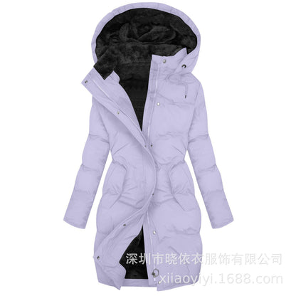 Women's Long Hooded Fur Trim Puffer Coat