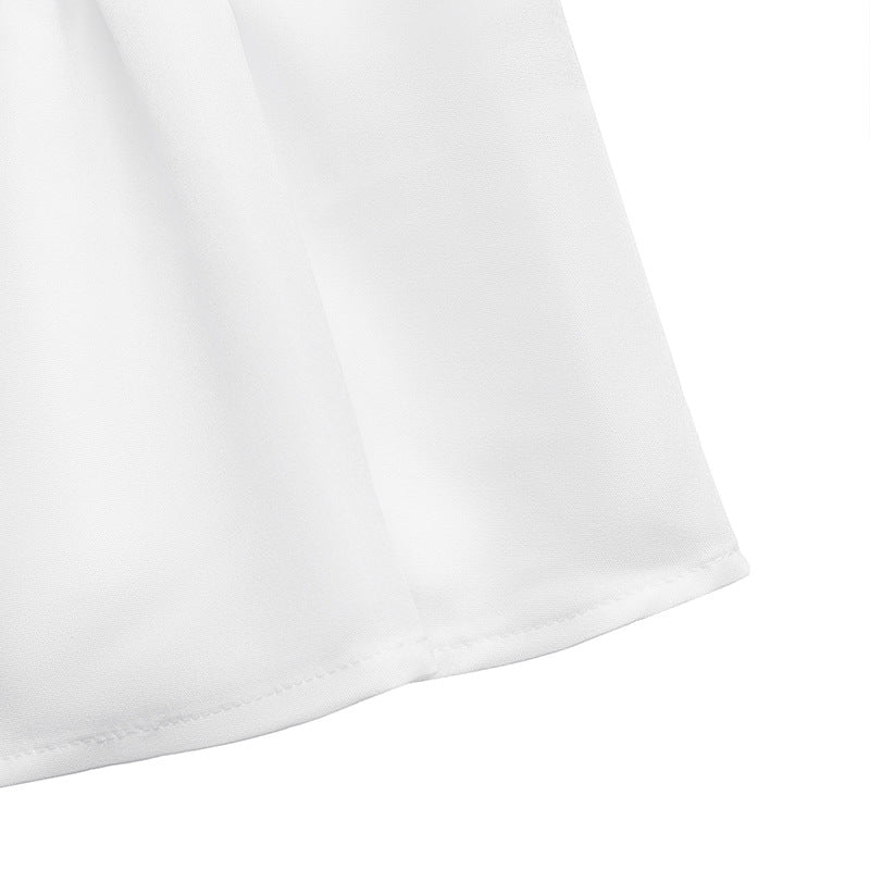 Contrast Trim Tie Neck Peplum Button Down Blouse