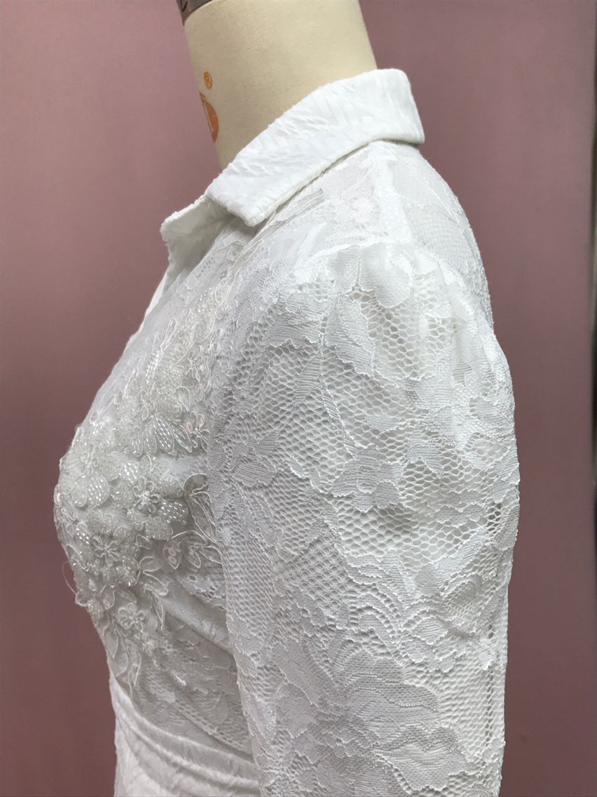 White Lace Floral Maxi Dress Long Sleeve Vintage Formal