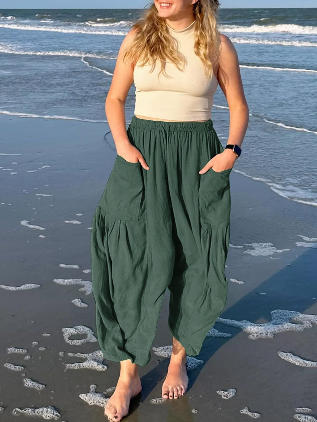 Wide Leg Linen Pants Women's High Waist Casual Loose Fit