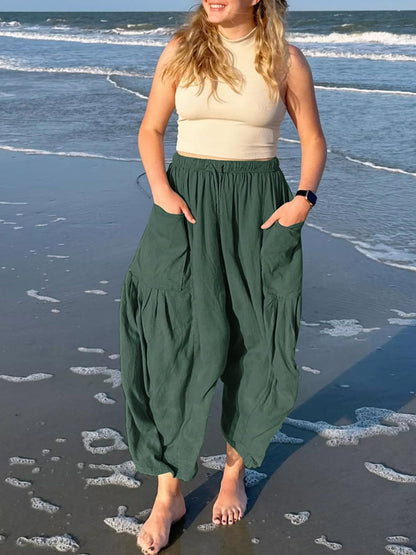 Wide Leg Linen Pants Women's High Waist Casual Loose Fit
