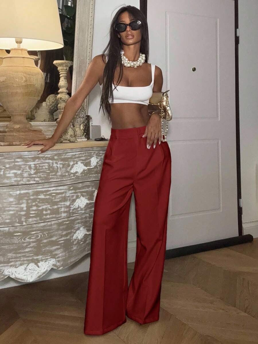 High Waisted Wide Leg Dress Pants Casual Work Trousers
