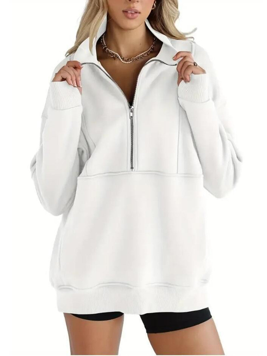 Women Oversized Fleece Half Zip Pullover Sweatshirt