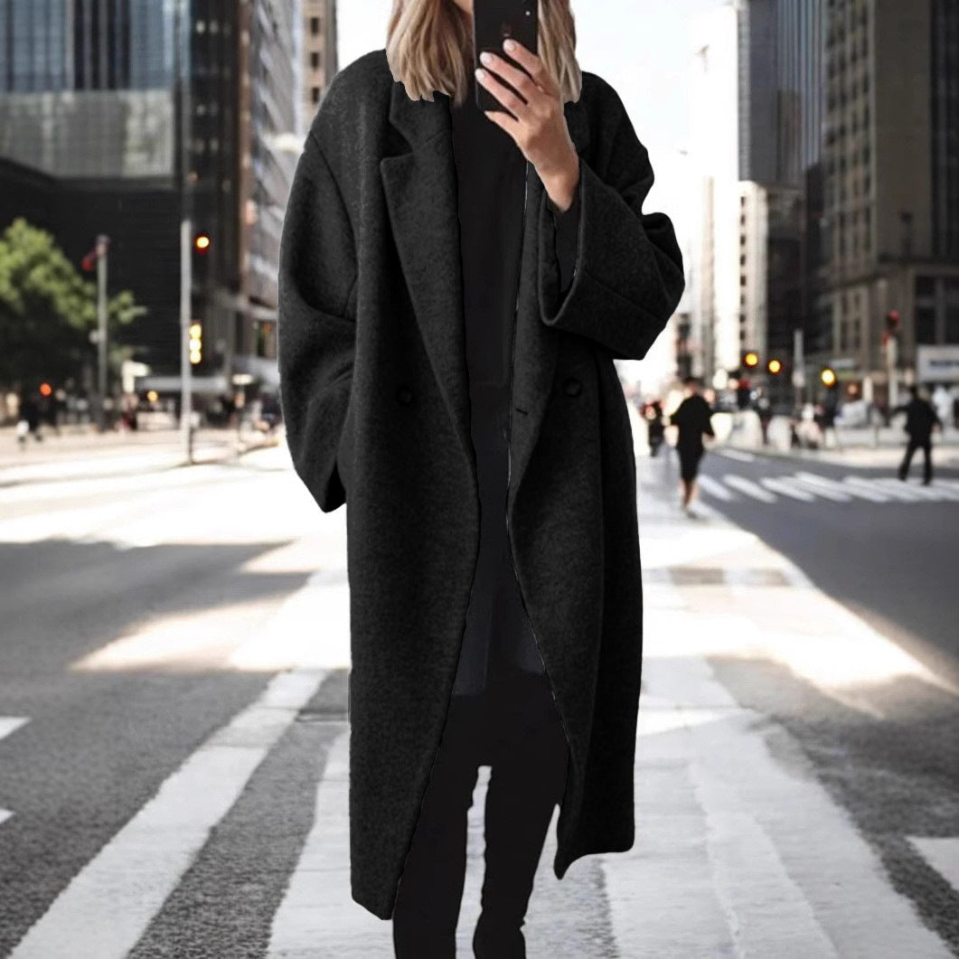 Women's Oversized Long Wool Blend Trench Coat