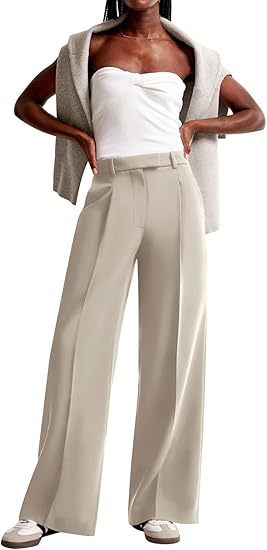 Women's High-Waisted Wide-Leg Pants – Elegant Business Trousers