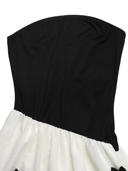 Color Block Strapless Maxi Dress Bow Detail Y2K Summer
