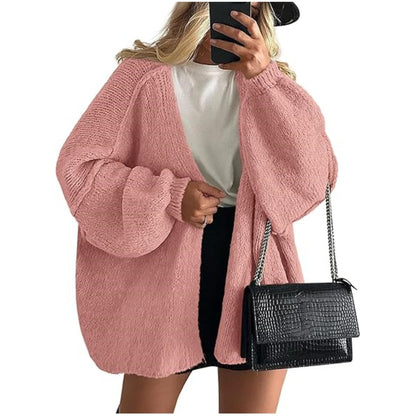 Women's Oversized Chunky Knit Open Front Cardigan Sweater