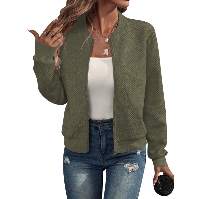 Women's Casual Quilted Zip Up Bomber Jacket