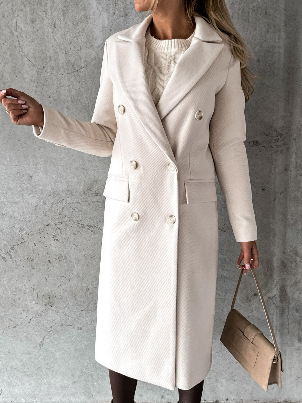 Women's Double Breasted Long Coat Fall Winter