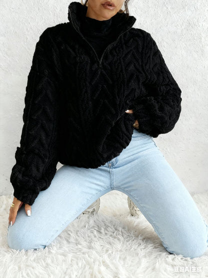 Women's Textured Half Zip Sherpa Fleece Pullover